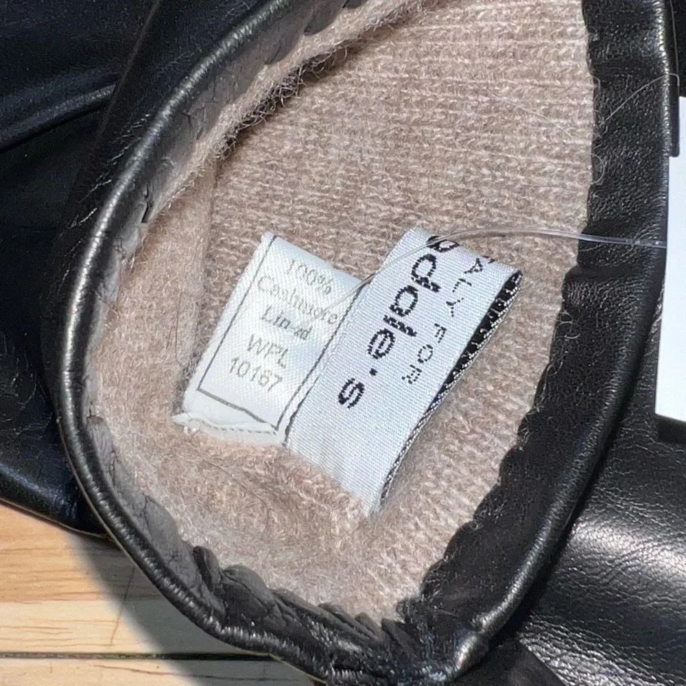 Size 6 1/2 NEW Bloomingdale's Black Leather Gloves with Cashmere Lining $88 - Picture 6 of 7